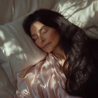 woman sleeping with skincare on with morning sun